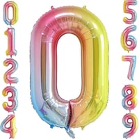 0 Sıfır Rakam Gökkuşağı Folyo Balon 34