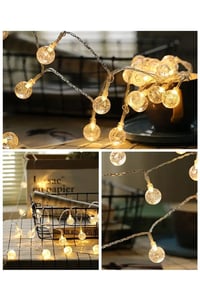 1.5 Metre Kristalize Top Led Işık  Hoşgeldin Ramazan Bayramı Dekorasyonu 10 Ledli Günışığı Pilli Süs