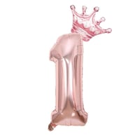 1 Rose Gold Rakam ve Kral Tacı Folyo Balon Doğum Günü Parti Kutlama Seti