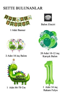 1 Yaş Dinazor Temalı Doğum Günü Seti