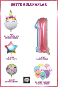 1 Yaş Gökkuşağı Konsepti Unicorn Temalı Doğum Günü Parti Kutlama Seti