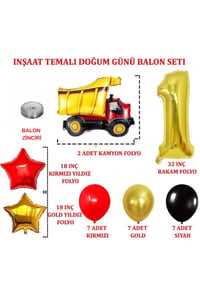 1 Yaş İnşaat Temalı Doğum Günü Parti Kutlama Seti