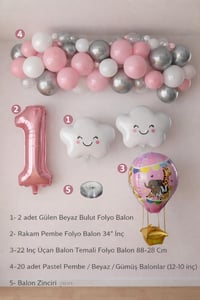 1 Yaş Pembe Bulut Perisi Doğum Günü Konsept Seti