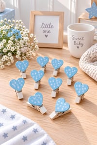 10 Adet 4 Cm Mavi Kalpli Süs Mandalı 
