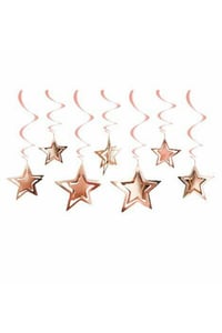10 Lu 3d Yıldız Tavan Sarkıt Süs Rose Gold