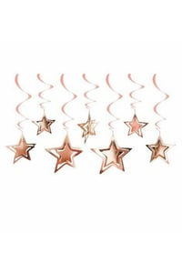 10 Lu 3d Yıldız Tavan Sarkıt Süs Rose Gold
