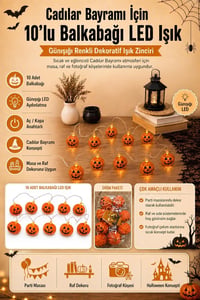 10'lu Balkabağı LED Işık Halloween Cadılar Bayramı Tavan ve Dekor Süsü