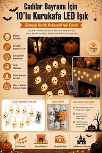 10'lu Kurukafa LED Işık Halloween Cadılar Bayramı Tavan ve Dekor Süsü