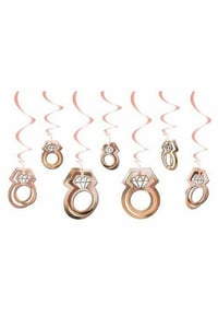 11 Adet 3D Yüzük Tasarımlı Tavan Sarkıt Süs Rose Gold Bride To Be Temalı Parti Süsü