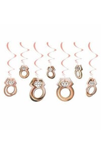 11 Adet 3D Yüzük Tasarımlı Tavan Sarkıt Süs Rose Gold Bride To Be Temalı Parti Süsü