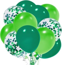 12-10 inc Koyu ve Açık Yeşil  Konfetili 10 Adet Balon