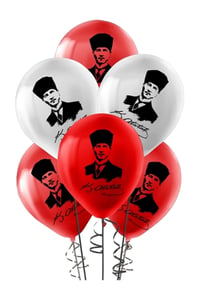 12 Inç 30 Cm Atatürk Baskılı Balon Milli Bayram Süsü 10 Adet
