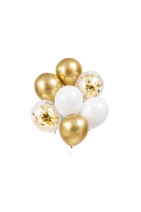 12 İnç Beyaz Gold ve Konfetili Karışık Balon 10 Adet
