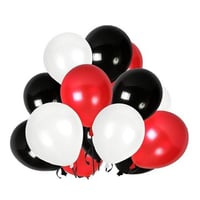 12 İnç Kırmızı Beyaz Siyah Balon 10 Adet