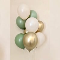 12 İnç Küf Yeşili Krom Gold ve Deniz Kumu 10 Adet Balon