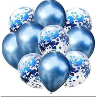 12 İnç Mavi Konfetili Karışık Balon 10 Adet