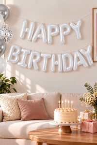 16 İnç Beyaz Happy Birthday Folyo Balon Set 