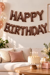 16 İnç Çikolata Kahverengi Happy Birthday Folyo Balon Set 