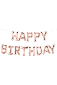 16 İnç Rose Gold Happy Birthday Folyo Balon Set 