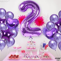 2 İki Rakam Mor Folyo Balon 32