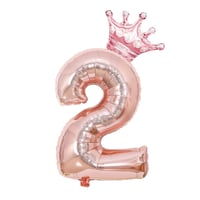 2 Rose Gold Rakam ve Kral Tacı Folyo Balon Doğum Günü Parti Kutlama Seti