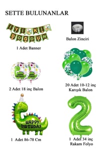 2 Yaş Dinazor Temalı Doğum Günü Seti