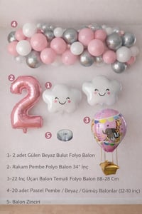2 Yaş Pembe Bulut Perisi Doğum Günü Konsept Seti
