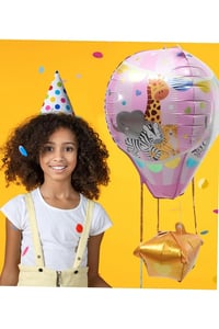 22 İnç Mavi Renk Safari Uçan Balon Temalı  Folyo Balon 88-28 Cm