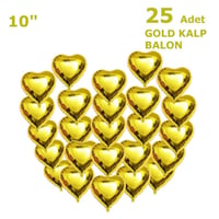25 Adet Gold Kalp Folyo Balon 10 Inç 