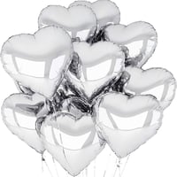 25 Adet Gümüş Kalp Folyo Balon 10 Inç 