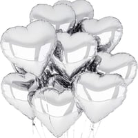 25 Adet Gümüş Kalp Folyo Balon 10 Inç 
