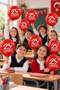 29 Ekim Cumhuriyet Bayramı Baskılı Kırmızı Lateks Balon 10'lu Set – 12 İnç