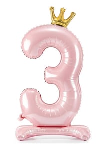 3 Rakam Bebe Pembesi Renkli Ayaklı ve Kral Taç'lı Folyo Balon 34 İnç 76 Cm