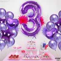 3 Üç Rakam Mor Folyo Balon 32