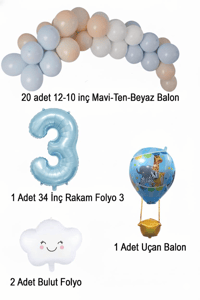 3 Yaş Mavi Gökyüzü Doğum Günü Konsepti