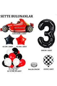 3 Yaş Yarış Arabası Temalı Doğum Günü Parti Kutlama Balon Seti 