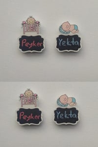 4 Adet 6Cm Yazı Yazılabilir Mavi Erkek Bebek Süs Mandalı 