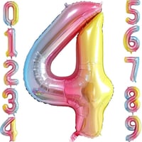 4 Dört Rakam Gökkuşağı Folyo Balon 34
