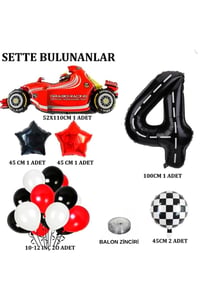 4 Yaş Yarış Arabası Temalı Doğum Günü Parti Kutlama Balon Seti 