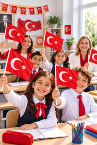 40 Adet Büyük Boy Çıtalı Türk Bayrağı – Ay Yıldız Baskılı Sopalı Bayrak 20x30 cm