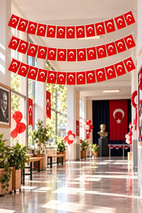 40'lı Orta Boy İpli Türk Bayrağı Seti 8x12 cm – 4,5 Metre Ay Yıldızlı Milli Bayram Süsü