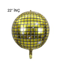 4D Büyük Boy Gold Disko Küre Folyo Balon  22