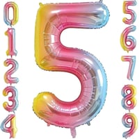 5 Beş Rakam Gökkuşağı Folyo Balon 34