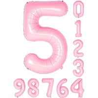 5 Beş Rakam Pembe Folyo Balon 34