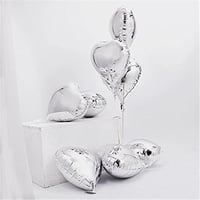 5 Li Gümüş Kalp Folyo Balon 15 Inç - 38 Cm 