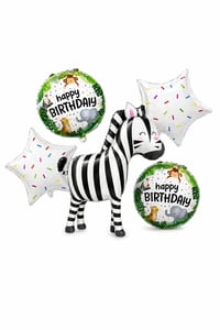 5’li Tavşan Temalı Happy Birthday Folyo Balon Seti – Safari ve Orman Konseptli Parti Süsü