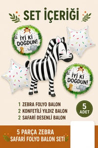 5’li Tavşan Temalı Happy Birthday Folyo Balon Seti – Safari ve Orman Konseptli Parti Süsü