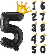 5 Siyah Folyo Ve Kral Tacı Parti Kutlama Seti