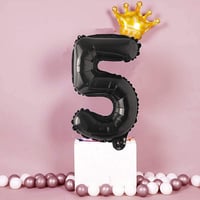 5 Siyah Folyo Ve Kral Tacı Parti Kutlama Seti