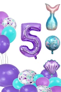 5 Yaş Deniz Kızı Temalı Doğum Günü Parti Kutlama Seti Konsept 1 